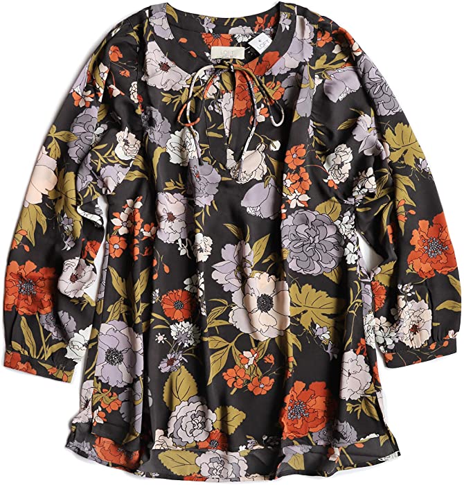 Ann Taylor LOFT Outlet Women's Oversized Retro Floral Tunic Blouse