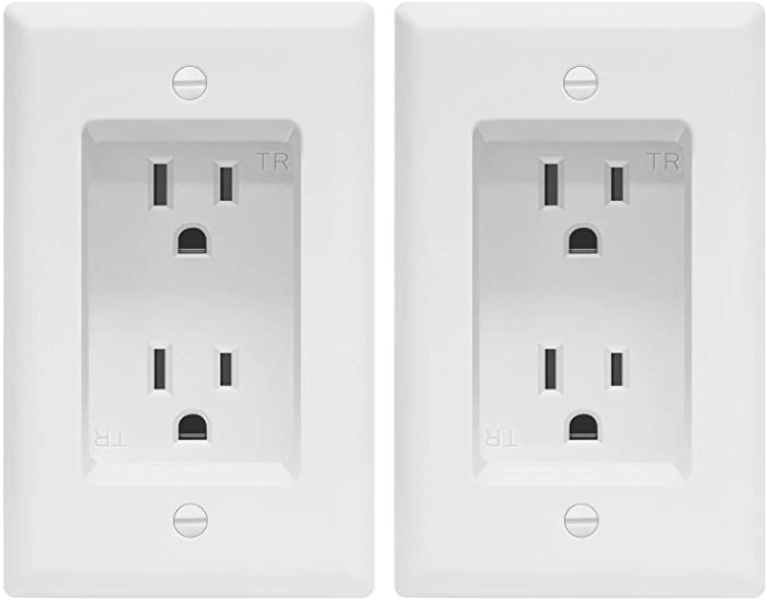 TOPGREENER Recessed Duplex Receptacle Outlet, Tamper-Resistant, Size 1-Gang 4.48" x 2.76", 15A 125V, TG15RD31-2PCS, White (2 Pack)