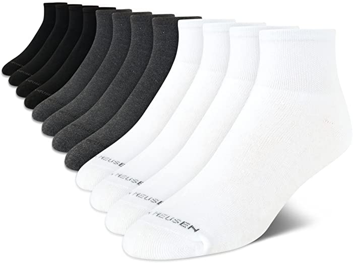 Van Heusen Men's Socks - Performance Cushioned Above Ankle Athletic Quarter Mini-Crew Socks (12 Pack)