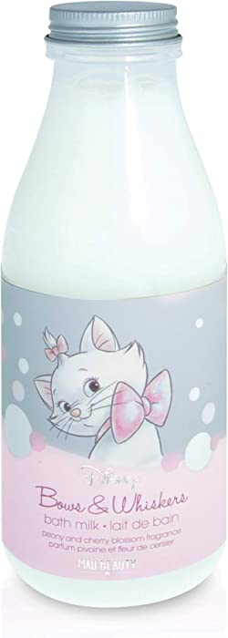 MAD BEAUTY Disney Aristocats Marie Bath Milk Bottle (375 ml), Peony & Cherry Blossom Scented Body Care, Moisturizing, Luxurious Bathing Experience