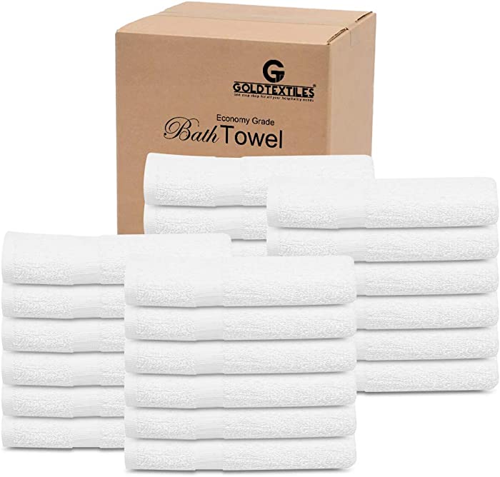 60 Pcs New White (20x40 Inches) Cotton Blend Economy Bath Towels Bulk - Light Weight , Soft & Quick Dry