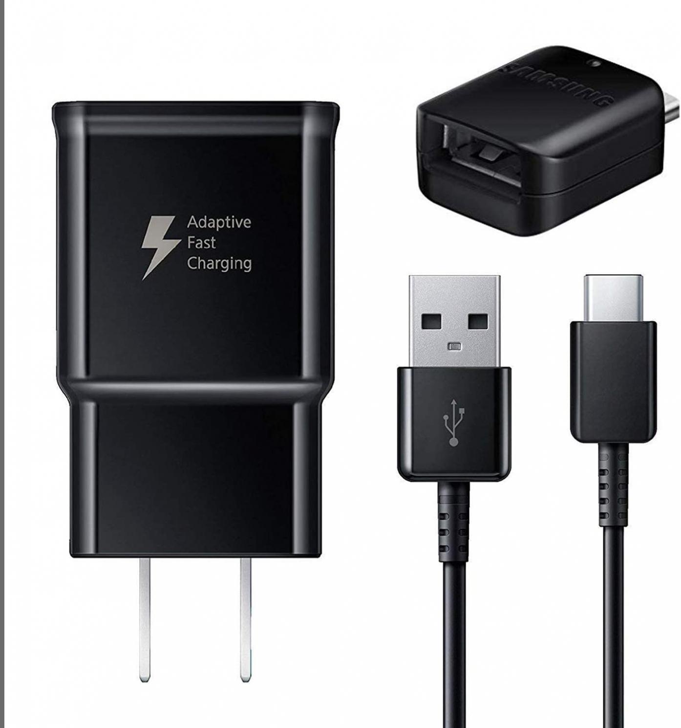 Fast Charger with USB Type C 4FT(1.2m) Cable & OTG Adapter for Samsung Galaxy S9/S9 Plus/S8/S8 Plus/S10/S10e/S10 Plus/Note 8/Note 9/Note 10/A01/A13/A03s/A21/A30/A31/A32/A33 /A51/A52/A53/A71/S20/S21