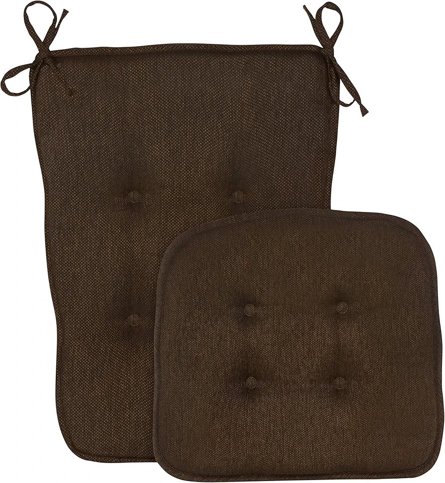 Klear Vu Embrace Rocking Chair Cushions for Living Room, Nursery, or Home Office, Tufted and Non-Slip Pads, 2 Piece Set, Seat 16"x15" and SeatBack 24"x17", Chocolate