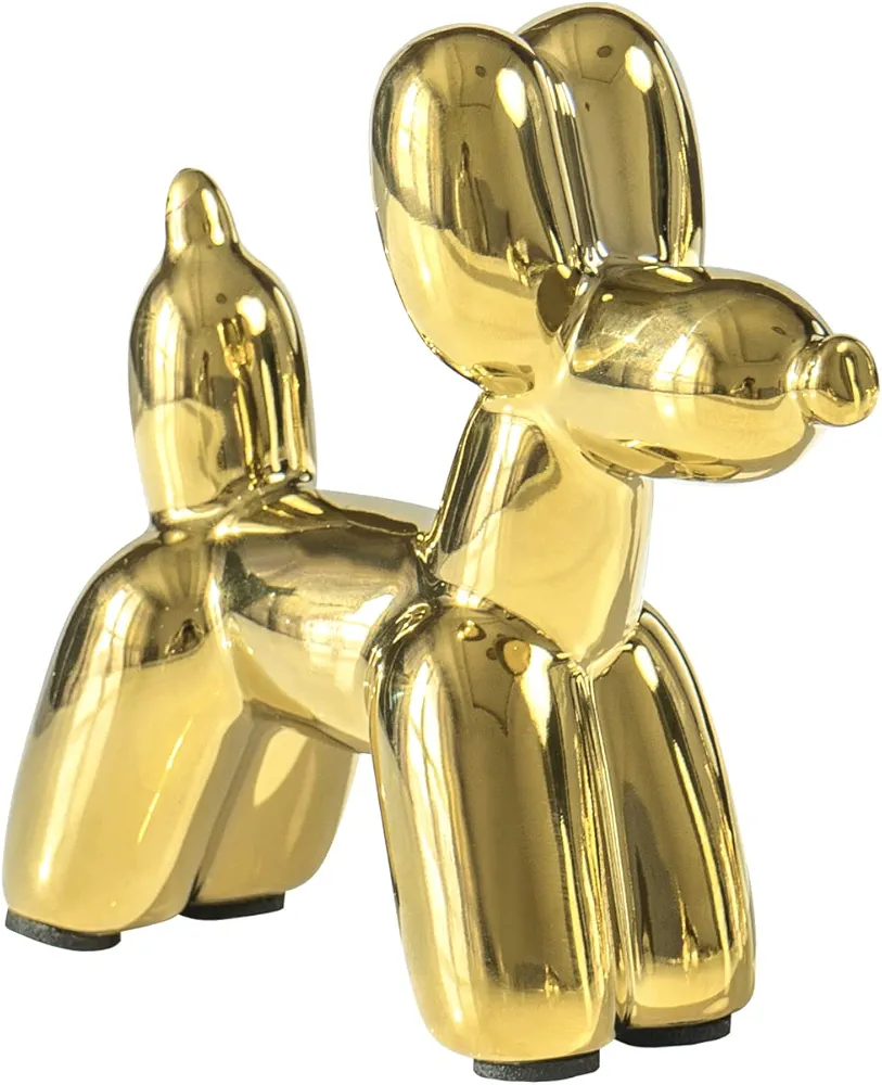 Notakia Cute Ceramics Balloon Dog Statue Crafts Living Room Desktop Decorations,Handmade Modern Small Ceramic Animal Statue Ornament Home Decor Accents (1Pcs Golden Dog)