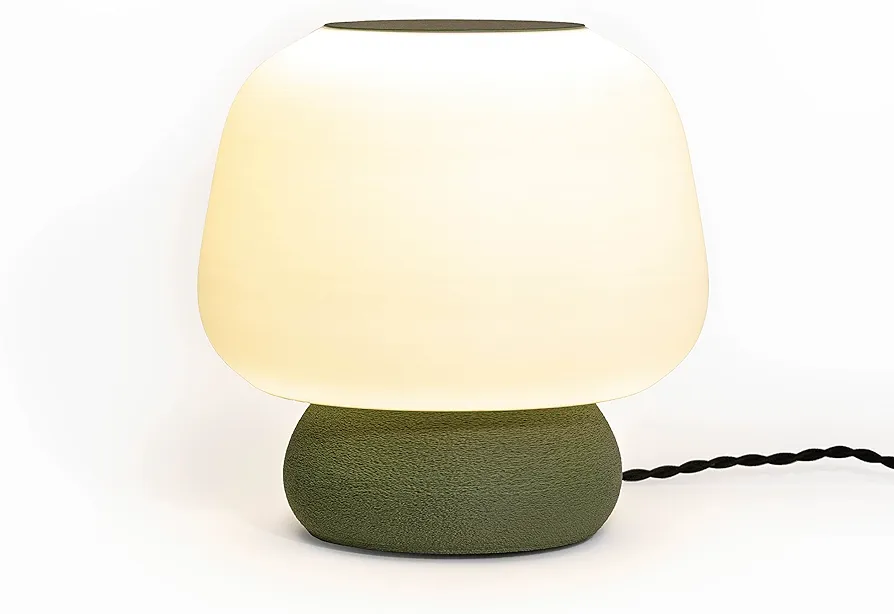 JONATHAN Y USA1004A 3D Printed Dimmable LED Table Lamp Mushroom 10" Modern Classic Plant-Based PLA for Living Room, Dorm, Home, Office (LED Bulb Included), White/Green