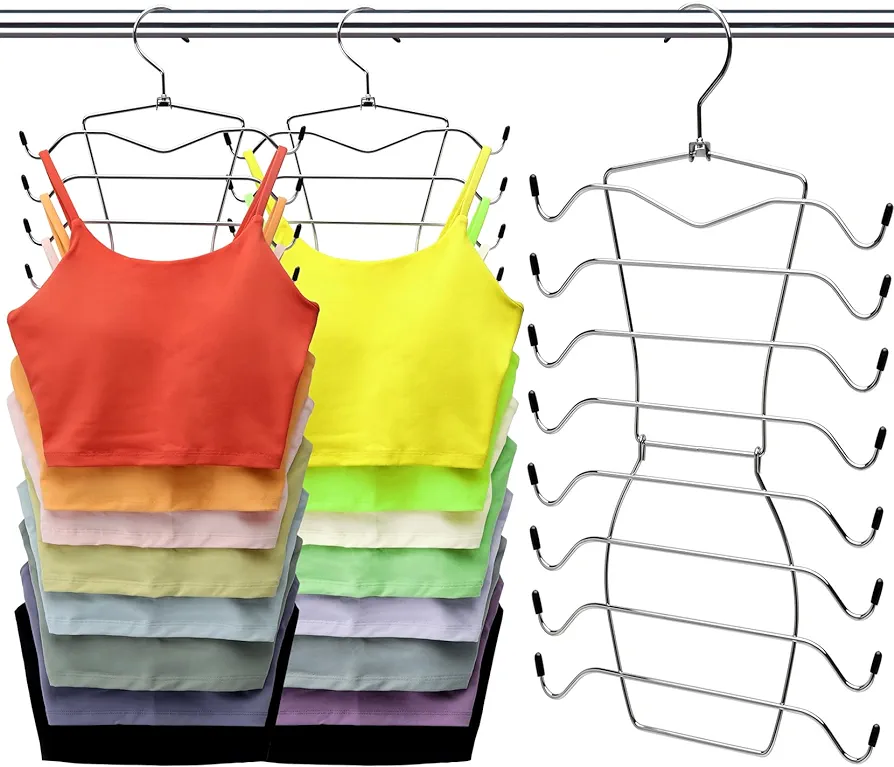 3 Pack Closet-Organizer,8 Tier Tank-Top-Hanger,Closet-Organizers-and-Storage Bra-Hangers-Space-Saving,Apartment Dorm-Room-Essentials-for-College-Students-Girls Organization-and-Storage Camisoles Scarf