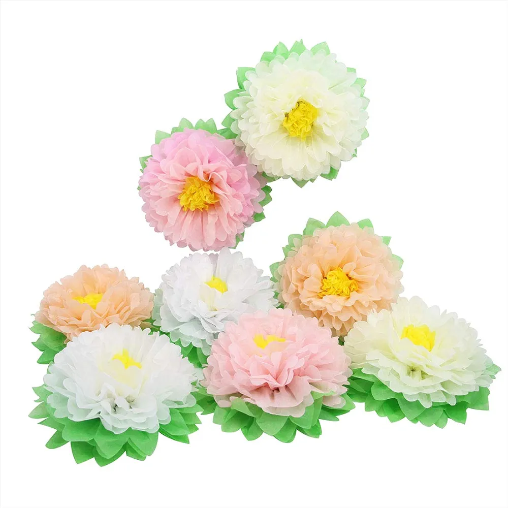 Large 11 Inch Paper Artifcial Flower for Wedding Floral Wall Outdoor Baby Shower Nursery Room Decoration Pack of 8