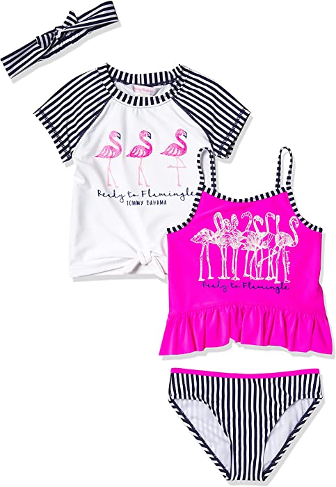 Tommy Bahama Girls' Rashguard and Bottom Swimsuit Set