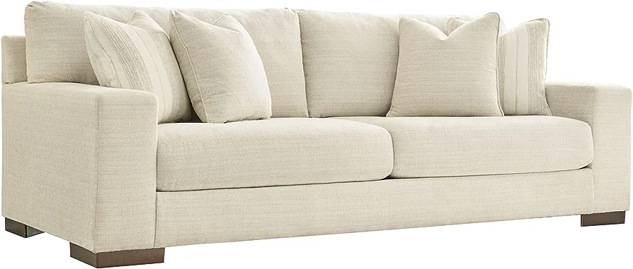 Signature Design by Ashley Maggie Contemporary Upholstered Sofa with Accent Pillows, Off-White