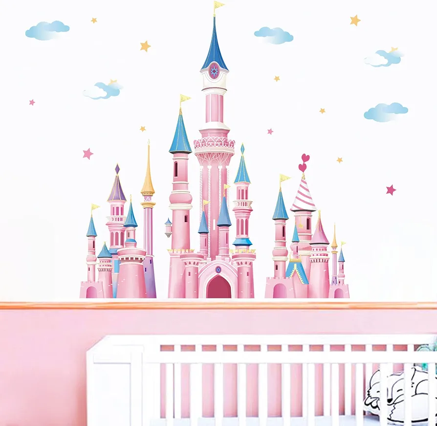 wondever Castle Wall Stickers Fairy Tale Peel and Stick Wall Art Decals for Girls Bedroom Living Room Baby Nursery