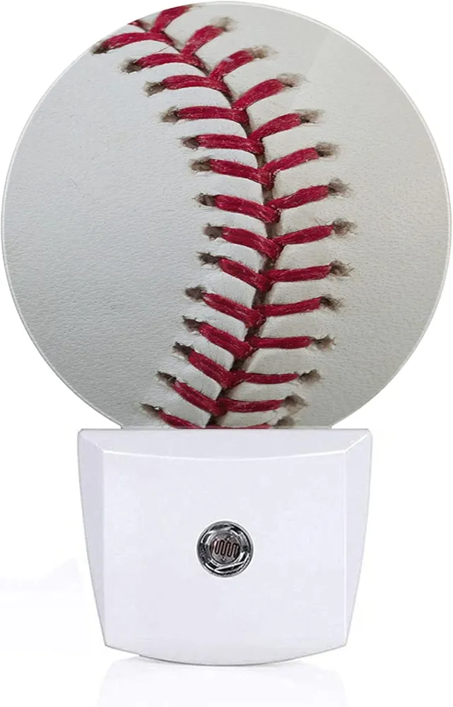 Baseball Stitching LED Night Light Ball Game Sports American Dusk to Dawn Round Lamp Auto Sensor for Bathroom Hallway Living Room