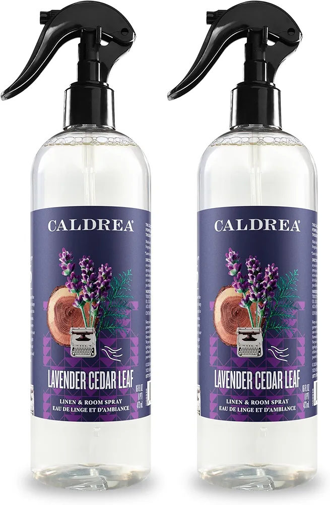 Caldrea Linen and Room Spray Air Freshener, Made with Essential Oils, Plant-Derived and Other Thoughtfully Chosen Ingredients, Lavender Cedar Leaf, 16 oz, 2 Pack