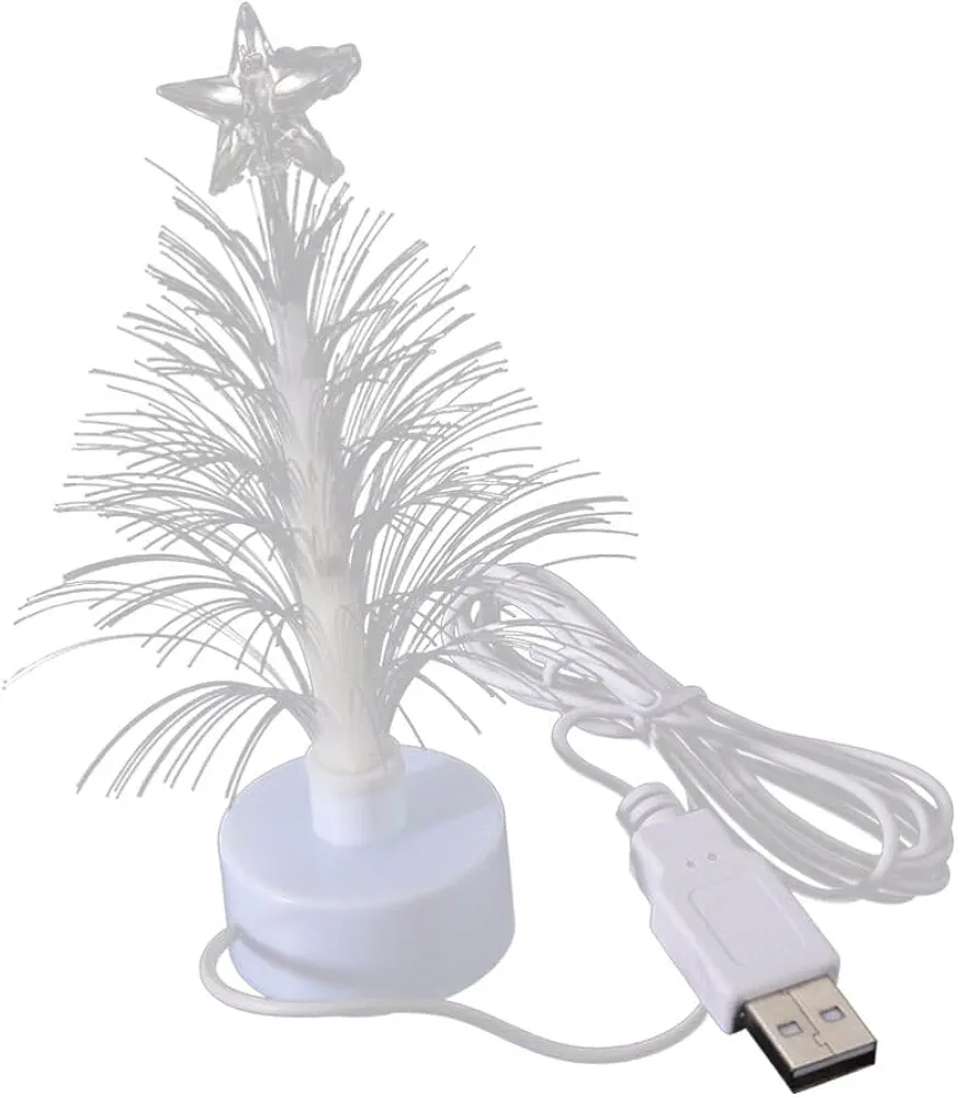 Mini LED Christmas Tree USB Power -Colour Desk Glowing Fiber Optic Mini Christmas Tree USB Connection Fiber for Mini with Top Star Light Christmas Xmas Holiday Decoration