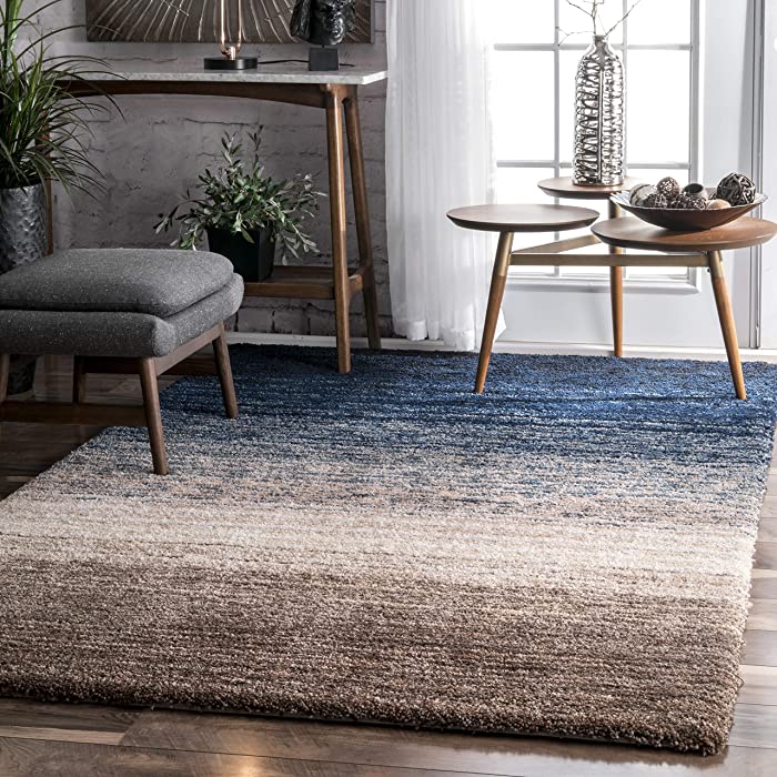 nuLOOM Classie Solid Shag Rug, 5' x 8', Navy Multi