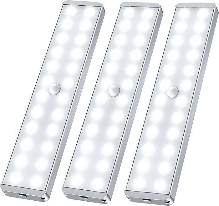 Vont Rechargeable Motion Sensor Closet Light [3 Pack] 3 Modes, 24 LED Motion Sensor Light Indoor, Stick On Under Cabinet Lights, Battery Operated Lights, Closet Lights for Kitchen, Wall, Bedroom