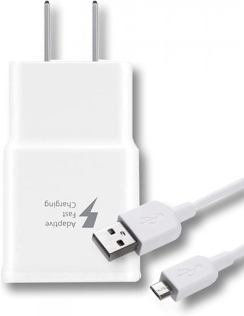 Samsung Galaxy Tab E 9.6 Adaptive Fast Charger Micro USB 2.0 Cable Kit! [1 Wall Charger + 5 FT Micro USB Cable] Adaptive Fast Charging uses Dual voltages for up to 50% Faster Charging! Bulk Packaging