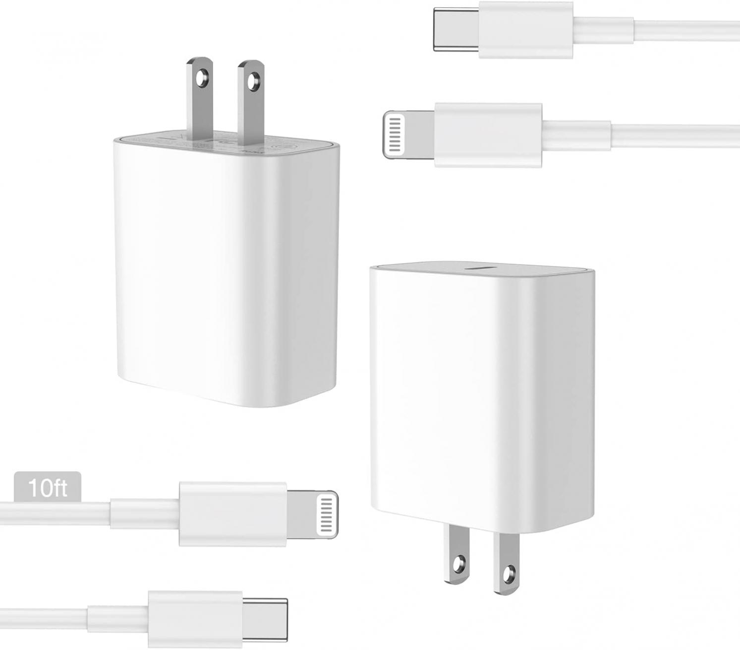 2Pack iPhone 12/13 Charger, [Apple MFi Certified], 20w Apple Fast Charger Block and Cord 10ft USB C to Lightning Cable Cord Compatible with iPhone 13/12/11/Pro/Pro Max/11/Xs Max/XR/X,iPad