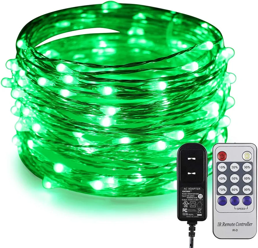 ER CHEN Fairy Lights Plug in, 33Ft/10M 100 LED Silver Coated Copper Wire Starry String Lights Outdoor/Indoor Decorative Lights for Bedroom, Patio, Garden, Party, Christmas Tree (Green)