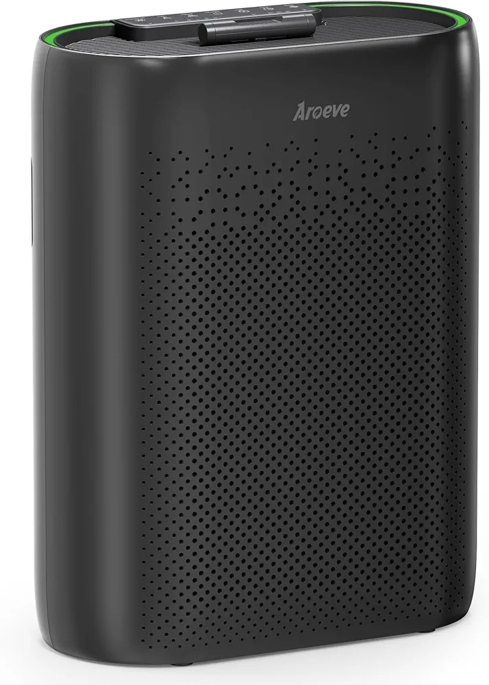 AROEVE Air Purifiers for Home Large Room with Automatic Air Detection Cover 1095 Sq.Ft Impressive Filter Layer Remove Dust, Pet Dander, Pollen for Home, Bedroom, Dorm Room, MKD05-Black