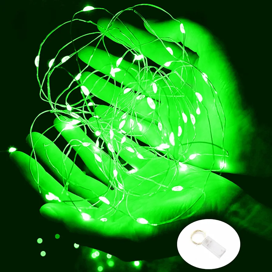 St. Patrick's Day Green Fairy Lights Battery Operated Fairy Christmas Lights, 7Ft 20 LED String Lights for St. Patrick's Day Decoration Halloween Diwali Room Bedroom Wedding Party Home Decor