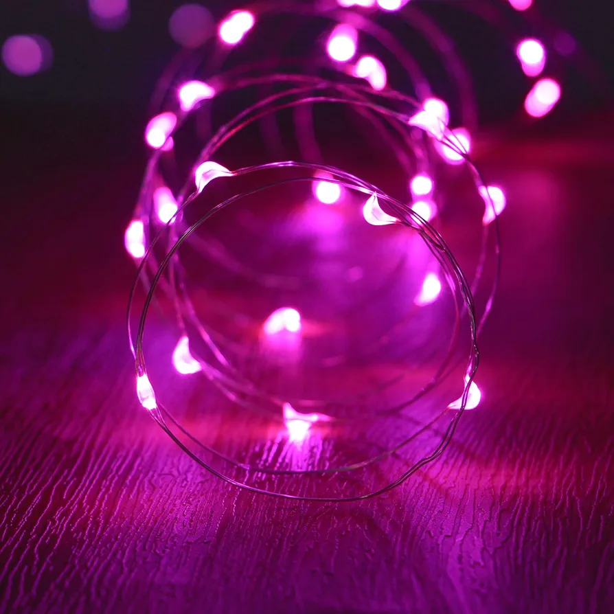 led Fairy Lights Waterproof 16.4ft String Lights Battery Operated for Wedding, Home, Garden, Party, Christmas Decoration (1pc, Pink)