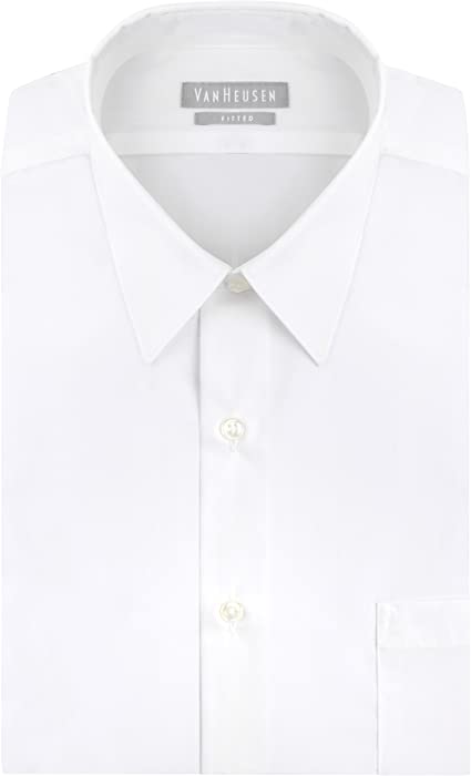 Van Heusen Men's Dress Shirt Fitted Poplin Solid