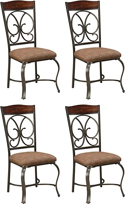 Signature Design by Ashley Glambrey Old World Dining Chair with Cushion, 4 Count,, Brown