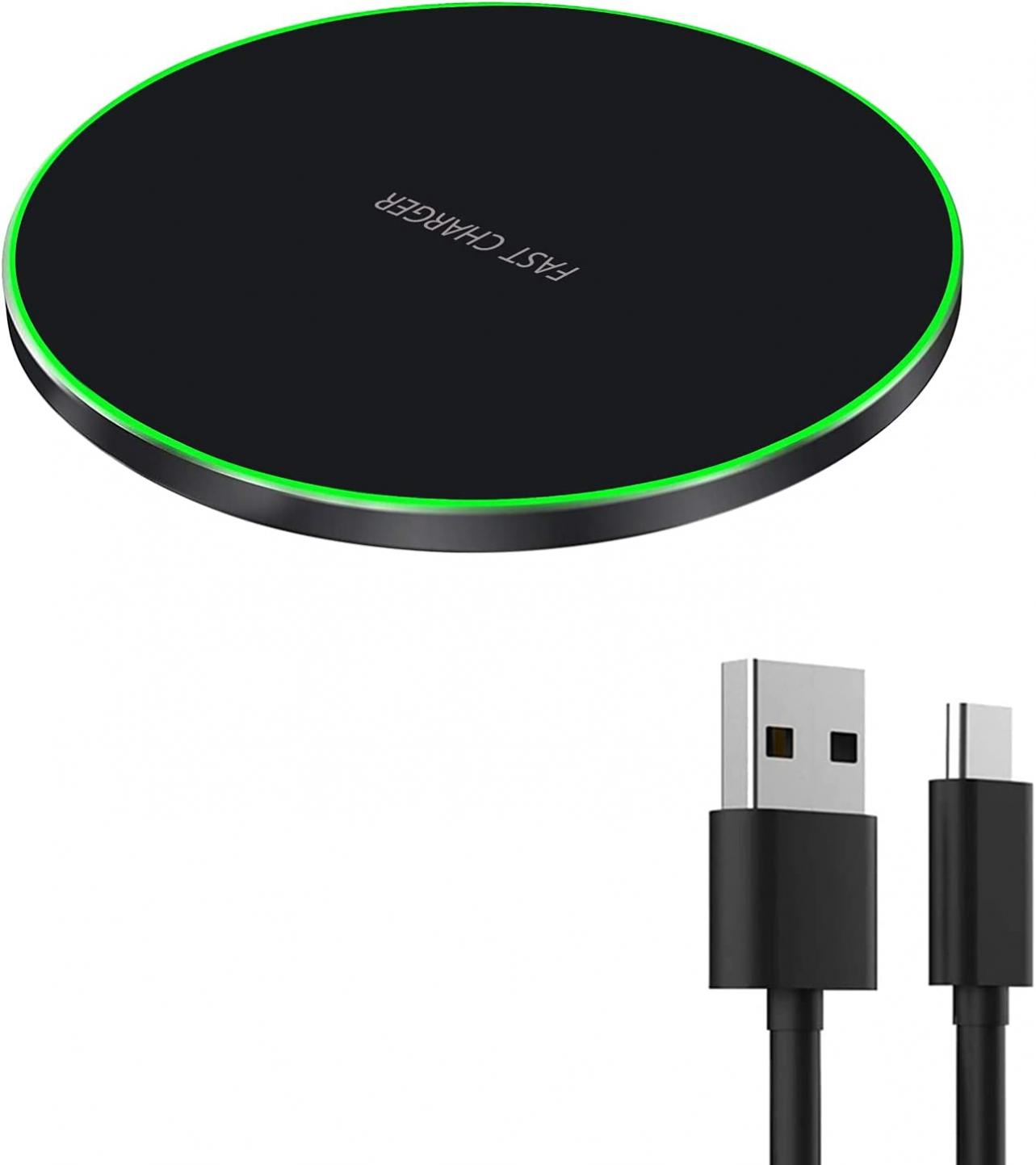 Wireless Charger for Samsung Galaxy S22/S22 Ultra/S22+/S21/S21+/S20/S20+/S10/S10+/S9/S9+/S8/Note 20, 15W Wireless Charging Pad Compatible with Apple iPhone 13/12/SE/11/X/XR/8. (No AC Adapter)