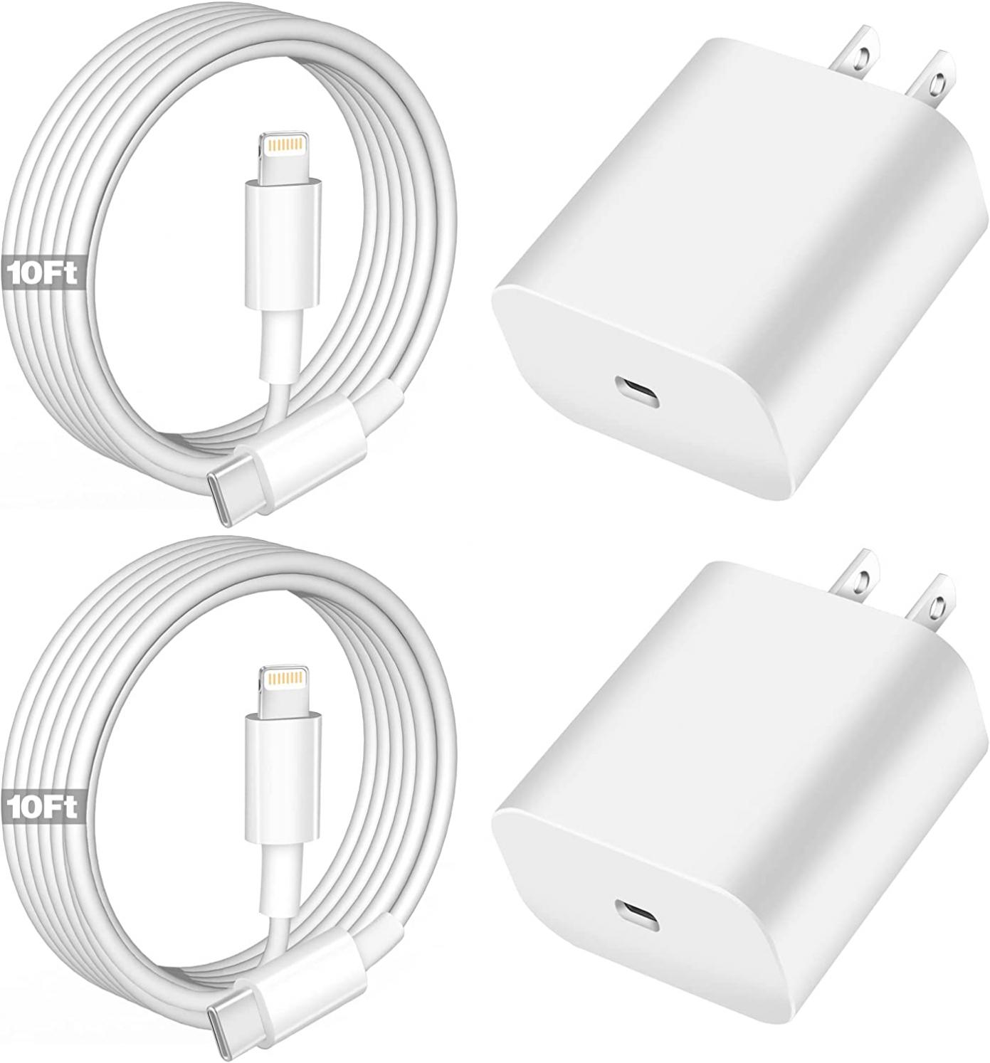 iPhone Fast Charger,Apple Charger Super Quick [Apple MFi Certified] 2Pack 10FT Long Type-C to Lightning Cable Cord USB C Wall Charger Block Adapter for iPhone 14 13 12 11/13Pro Max/12Mini/XS/XR/iPad.