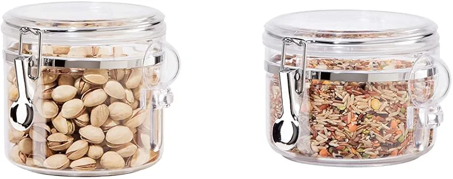 Oggi 38oz & 28oz Clear Canister Airtight Food Storage Containers, Ideal for Kitchen & Pantry Storage of Bulk, Dry Food Including Flour, Sugar, Coffee, Rice, Tea, Spices & Herbs