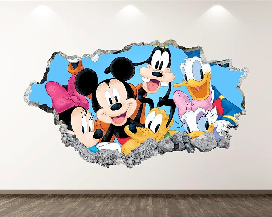 Mouse Wall Decal for Kids Bedroom - Mouse Nursery Wall Decals - Smashed 3D Mouse Wall Decoration for Boys Room - Baby Girls Mouse Wall Decor Vinyl Sticker - Playroom Classroom Art Mural Stickers BR09