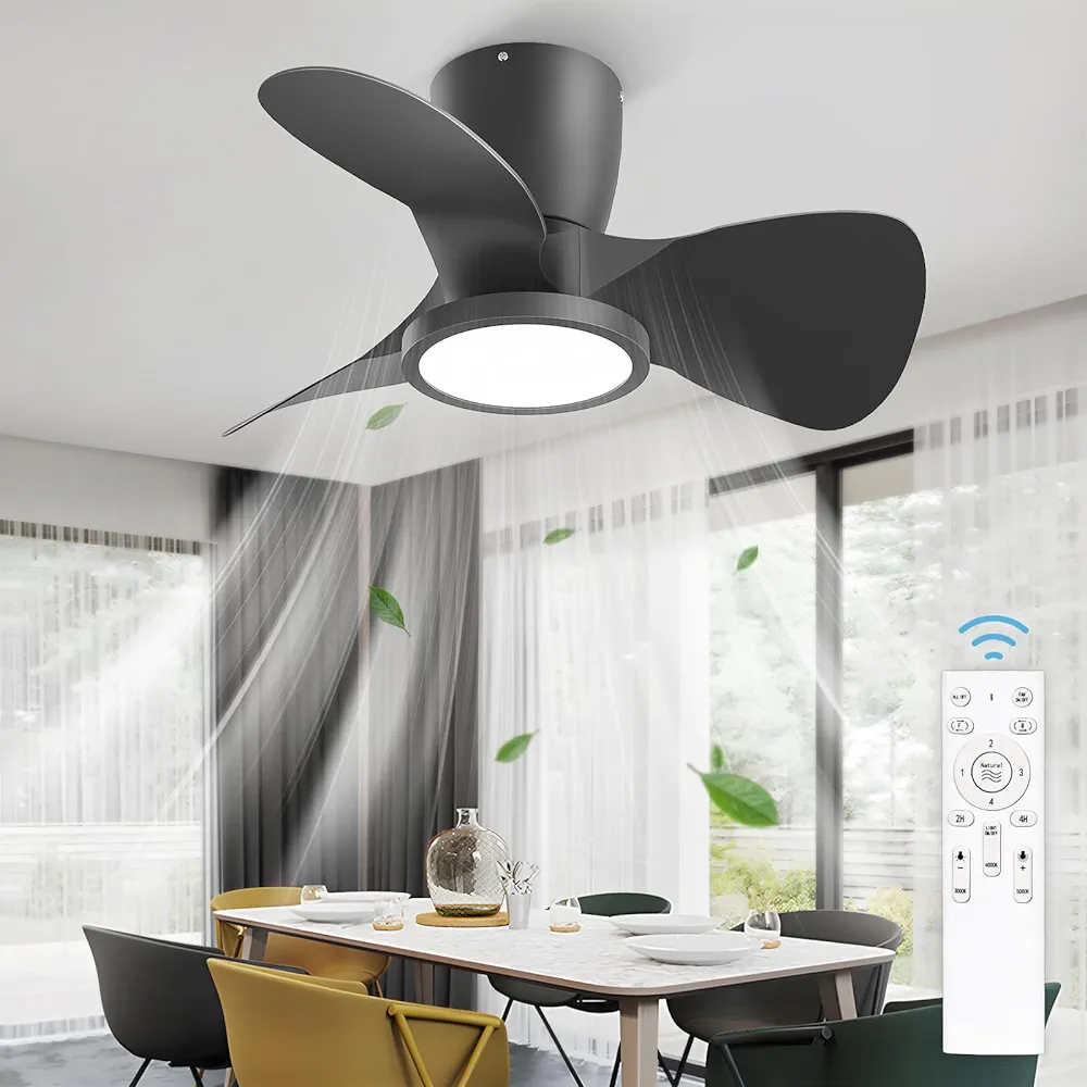 24'' Ceiling Fans with Lights and Remote, DC Motor Large Air Volume Ceiling Fans, Dimmable 3 Colors Temperature, 1800 Lumens LED Light Ceiling Fan for Bedroom, Kitchen, Living Room, Apartment