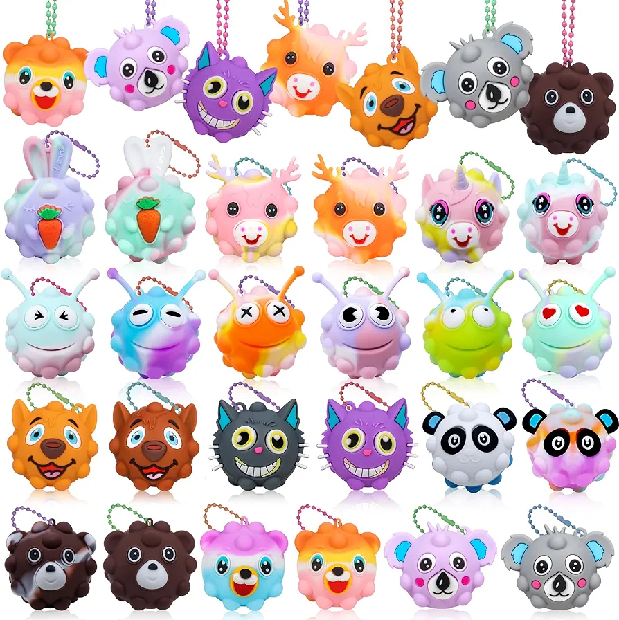 Party Favors for Kids,3D Animal Pop Balls Fidget Toys,Birthday Gifts,Goodie Bag Stuffers,Pinata Stuffers,Carnival Prizes,Treasure Box Toys,Prizes for Kids Classroom