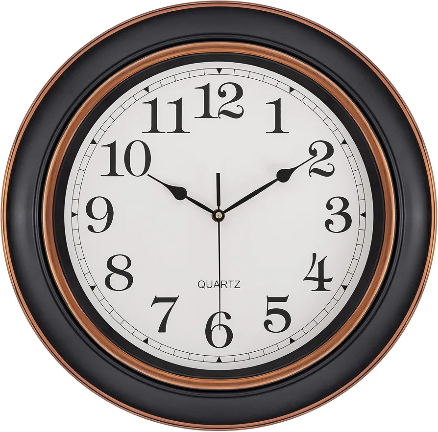 Wall Clocks for Living Room Decor, Vintage Decorative Wall Clock Battery Operated, 18 inch Large Silent Rustic Retro Wall Clocks for Kitchen/Office/Bathroom/Bedroom, Black Brown