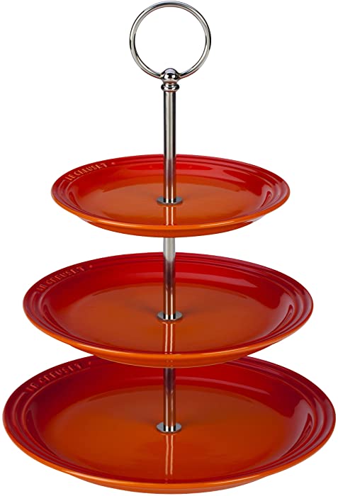 Le Creuset PG9300-032 Stoneware 3 Tier Stand, 14.5-Inches, Flame