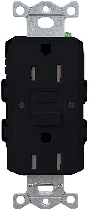 Lutron CAR-15-GFST-BL Claro 15-Amp Self-Testing Receptacle, Black