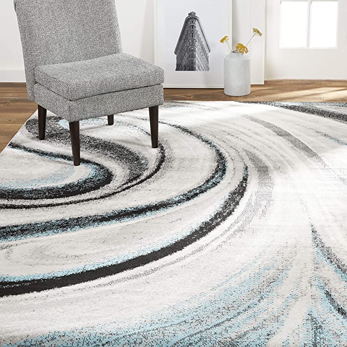 Home Dynamix Splash Adja Contemporary Abstract Area Rug, 5 ft 2 in x 7 ft 2 in, Gray/Blue