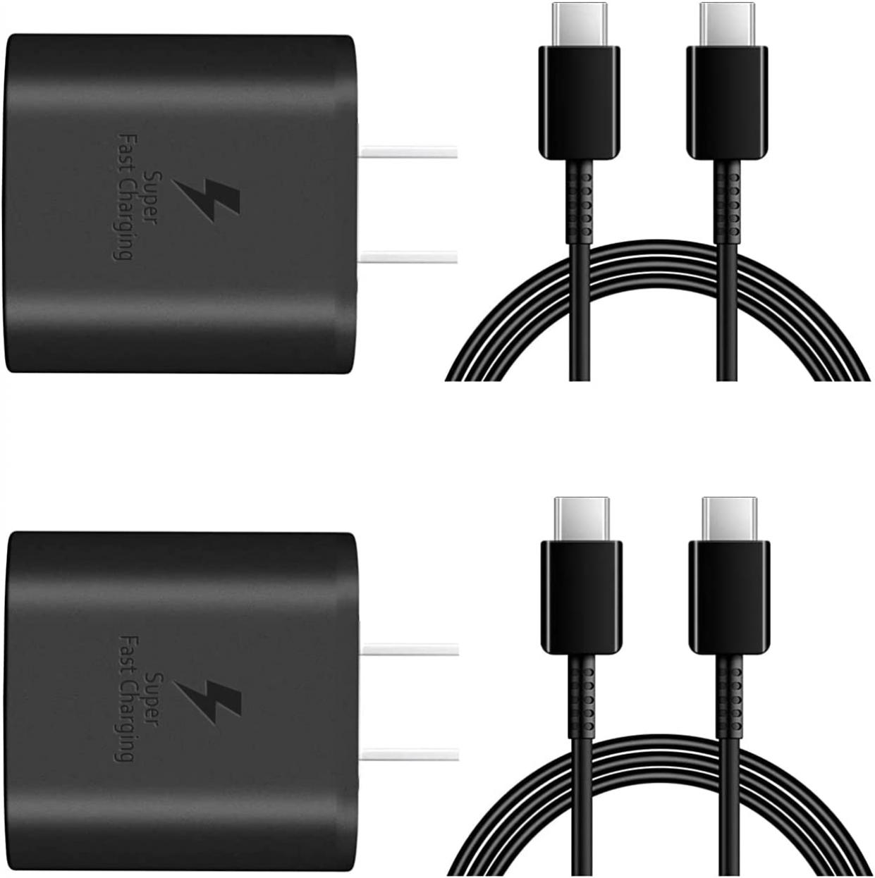 45W USB C Charger Super Fast Charger Type C 45W for Samsung Galaxy S22 Ultra / S22+ / S22 / S21 / Note 10 + / Note 20 / S21 Ultra / S20 /Tab S7 / S7+ / Z Fold 3 / Z Flip 4 with 5FT Cable 2-Pack