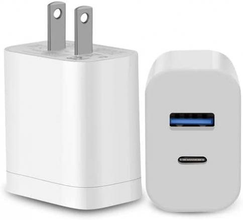 USB C Wall Charger,NASREIN PD Fast Charger 20W 2Pack Dual Port USB A USB C 2Port PD3.0 Type C Charging Box Brick Plug Block Cube for ipad,iPhone 13/12/11/SE,Sumsung Galaxy,AirPods,Android Cell Phones