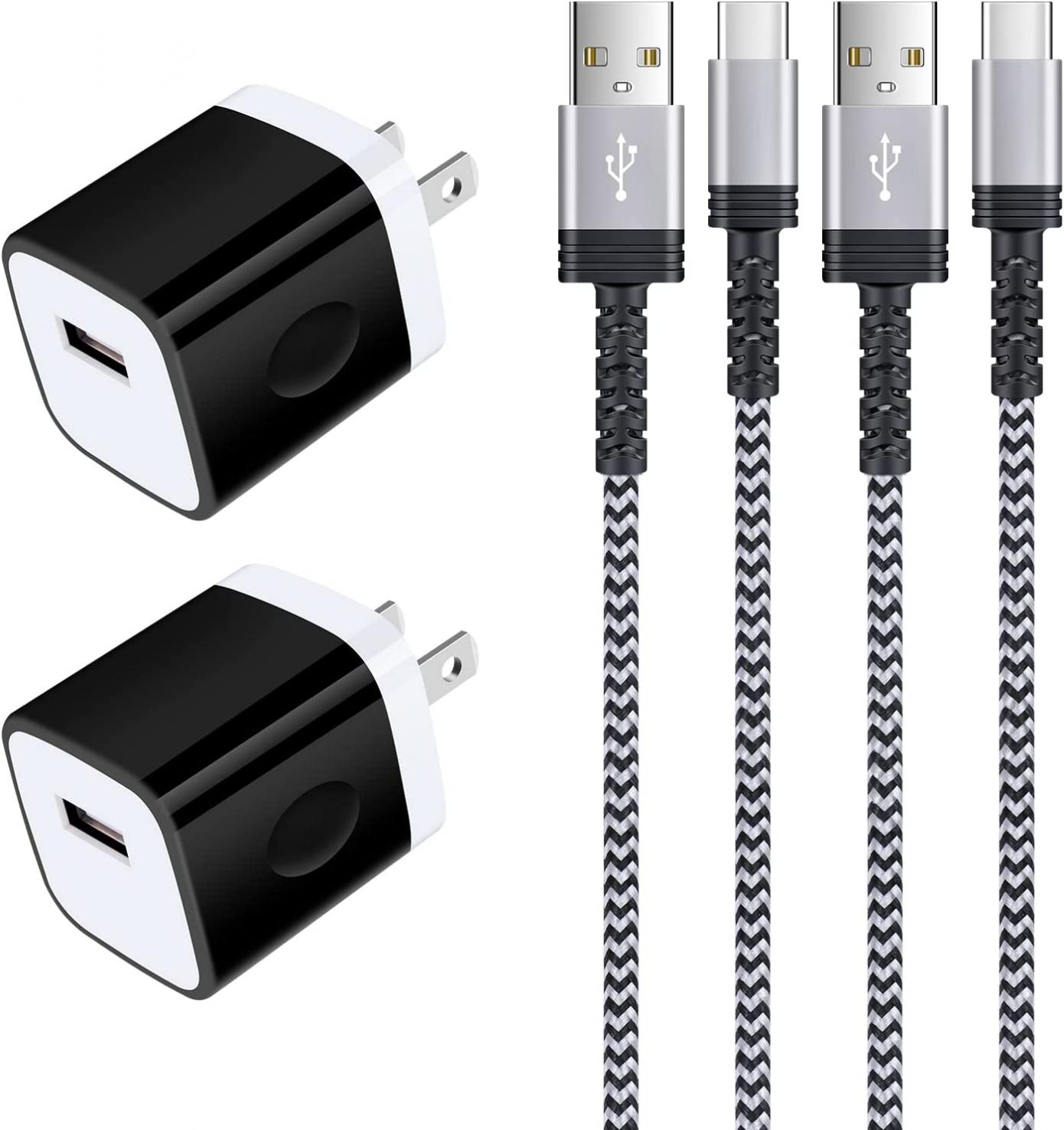 USB Type C Cable Fast Charging with Wall Charger Block Compatible Samsung Galaxy S22/S21 FE Ultra 5g,A03,A13 5g,A73/A53/A33/A13,Z Flip 3,Z Fold 3 5g,Moto E4/E3/E2,LG K92/K52/K62,Google Pixel 6Pro/5/4