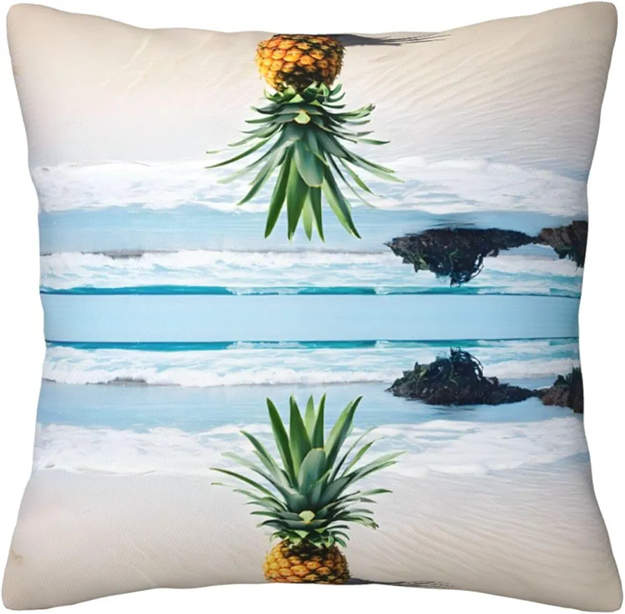 Decorative Throw Pillow Covers 16 x 16 Outdoor Sofa Couch Pillow Covers Pillowcases for Farmhouse/Apartment/Living Room Decor and Accessories - Pineapple by The Sea