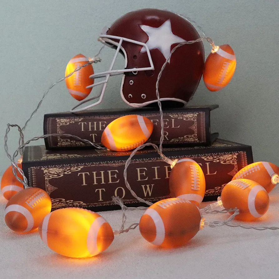 Football Decor String Lights, 6.5ft 10LED Light Up Football Decorations Battery Operated for Sports Theme Party, Christmas Fall Football Ornaments, Birthday Gifts for Boys, Son, Grandson