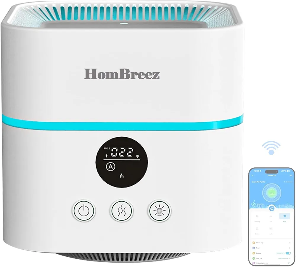 Smart Wi-Fi Air Purifier and Humidifier Combo, Air Purifiers for Home, Desk Air Purifier for Office, Air Purifiers & Humidifier & Aromatherapy Diffuser, Suitable for Bedroom,White(WG-03-S)