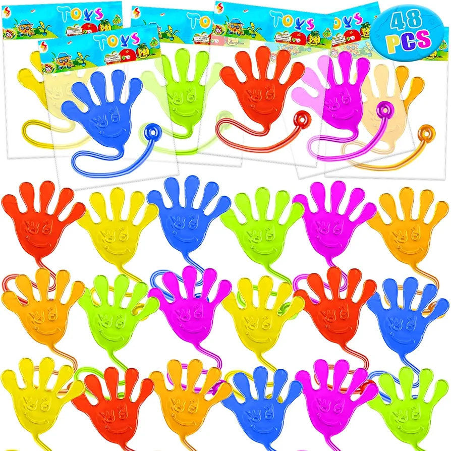 Labeol 48 Pack Stretchy Sticky Hands for Kids,Easter Exchange Gift Goodie Bag Stuffer Stretchy Treasure Box Toy Classroom Prize Student Mini Toys Gifts for Boys Girls