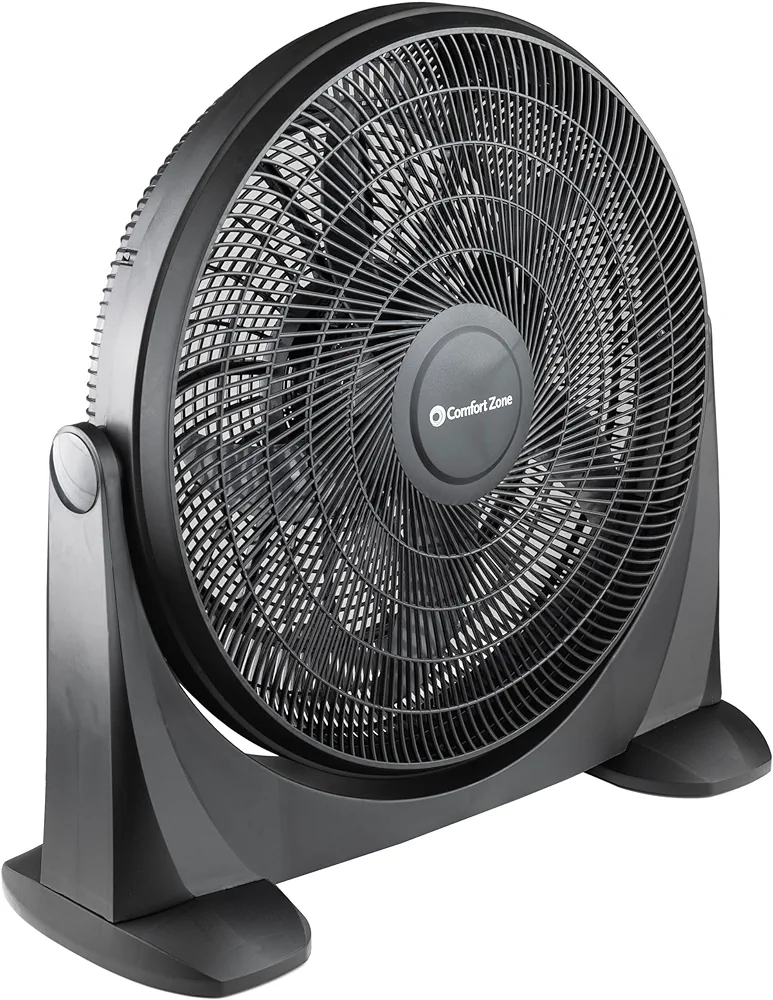 Comfort Zone High Velocity Floor Fan with 180 Degree Adjustable Tilt, 20 inch, 3 Speed, Ideal for Home, Bedroom, & Office, MTACF20