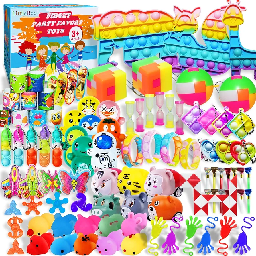 98 Pcs Party Favors for Kids 3-5 4-8 8-12, Prize Box Toys, Birthday Gift Toys, Treasure Chest, Carnival Prizes, Goodie Bags Fillers, Pinata Stuffers for Birthday Party, School Classroom Rewards