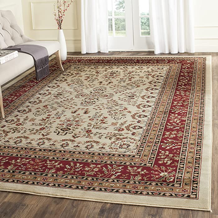 SAFAVIEH Lyndhurst Collection 9' x 12' Ivory/Red LNH331A Traditional Oriental Non-Shedding Living Room Bedroom Dining Home Office Area Rug