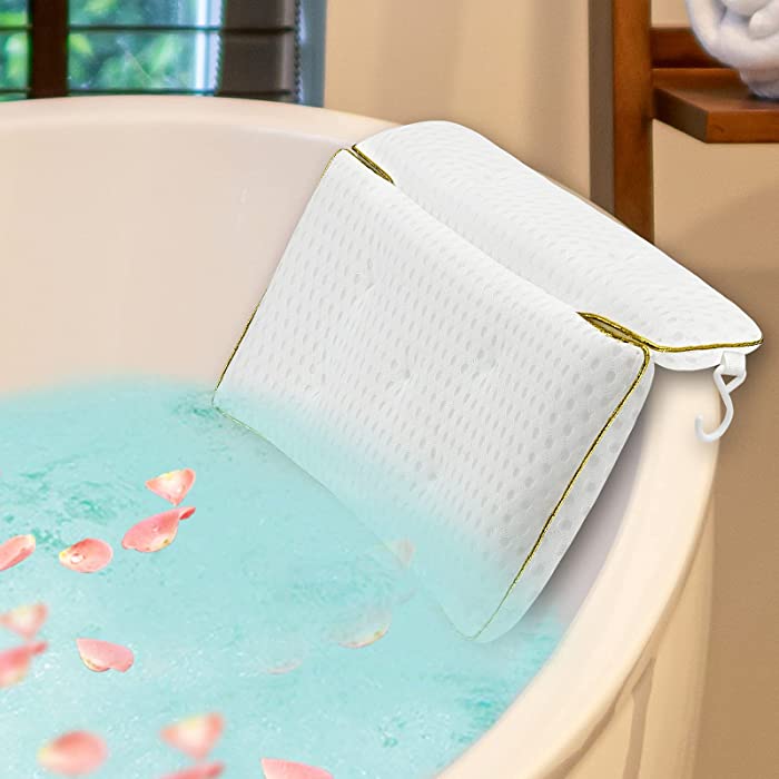 Luxury Bath Pillow Bathtub for Women & Men, Powerful Gripping Technology, Ergonomic Bathtub Cushion for Neck, Head & Shoulders