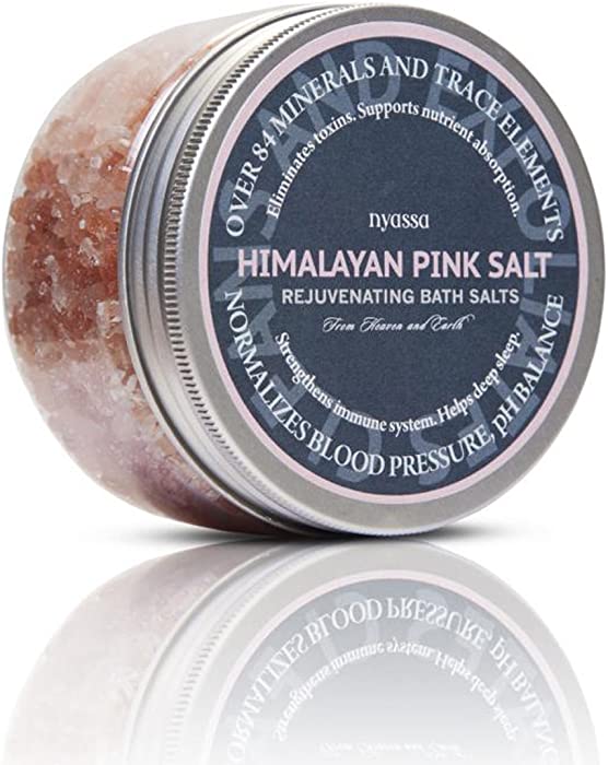 Nyassa Himalayan Pink Bath Salt 220g with the goodness of hand mined Himalayan pink salt and relaxing epsom salt