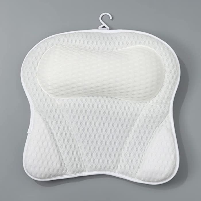 okdeals Bathtub Pillow Ergonomic Tub Headrest 4D Air Mesh 6 Suction Cups Bath Accessories Bath Pillows for Tub